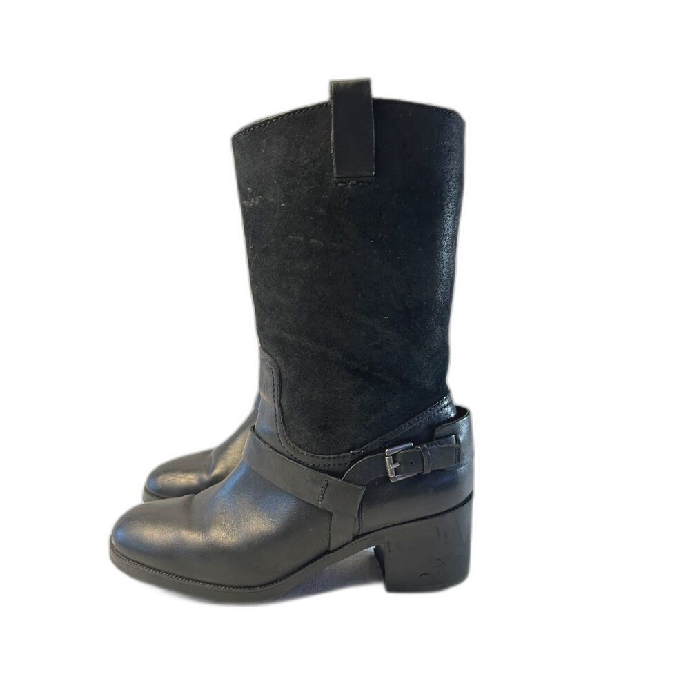 Lauren Ralph Lauren Cacey Black Leather Suede Equestrian Boots